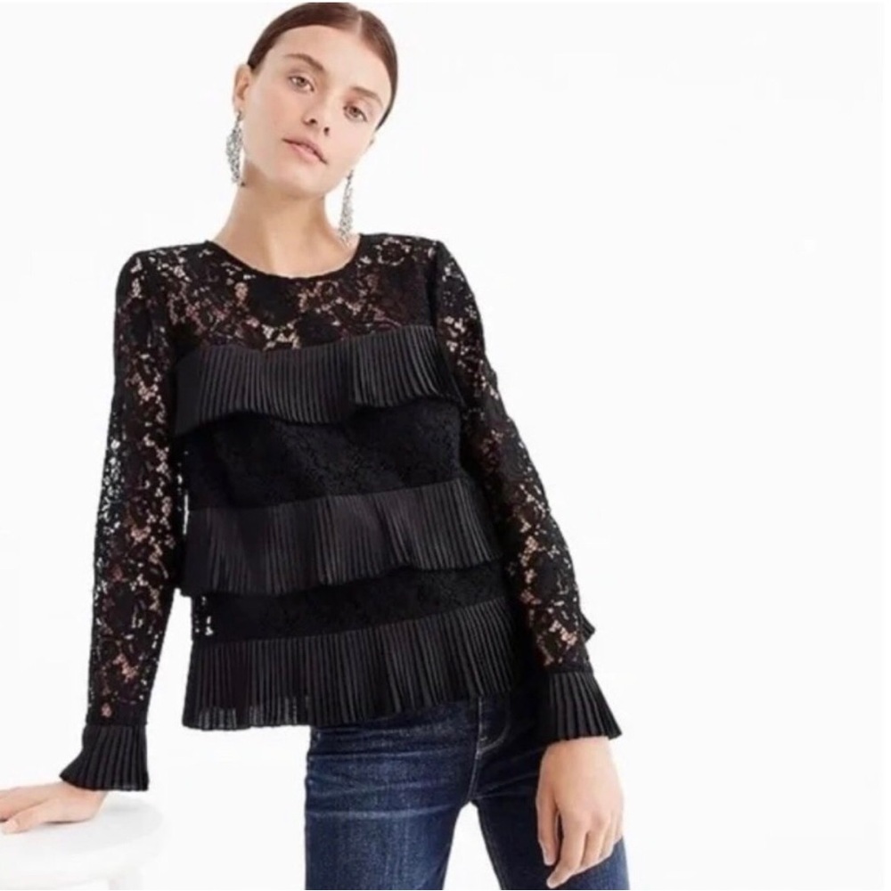 Dark Fairy Lace Top Size 4 Ruffle Long Sleeve Goth Witchy Romantic Wednesday